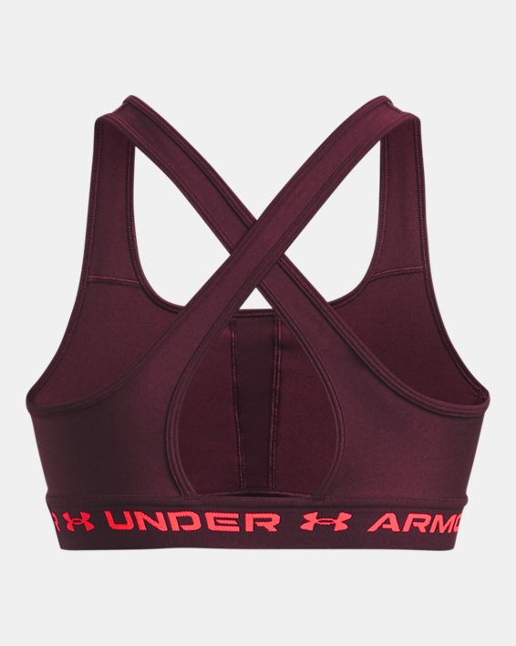 Women's Armour® Mid Crossback Sports Bra, Maroon, pdpMainDesktop image number 11